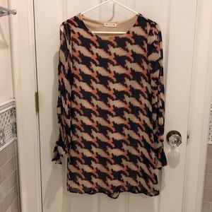 Navy Pink and Tan babydoll dress